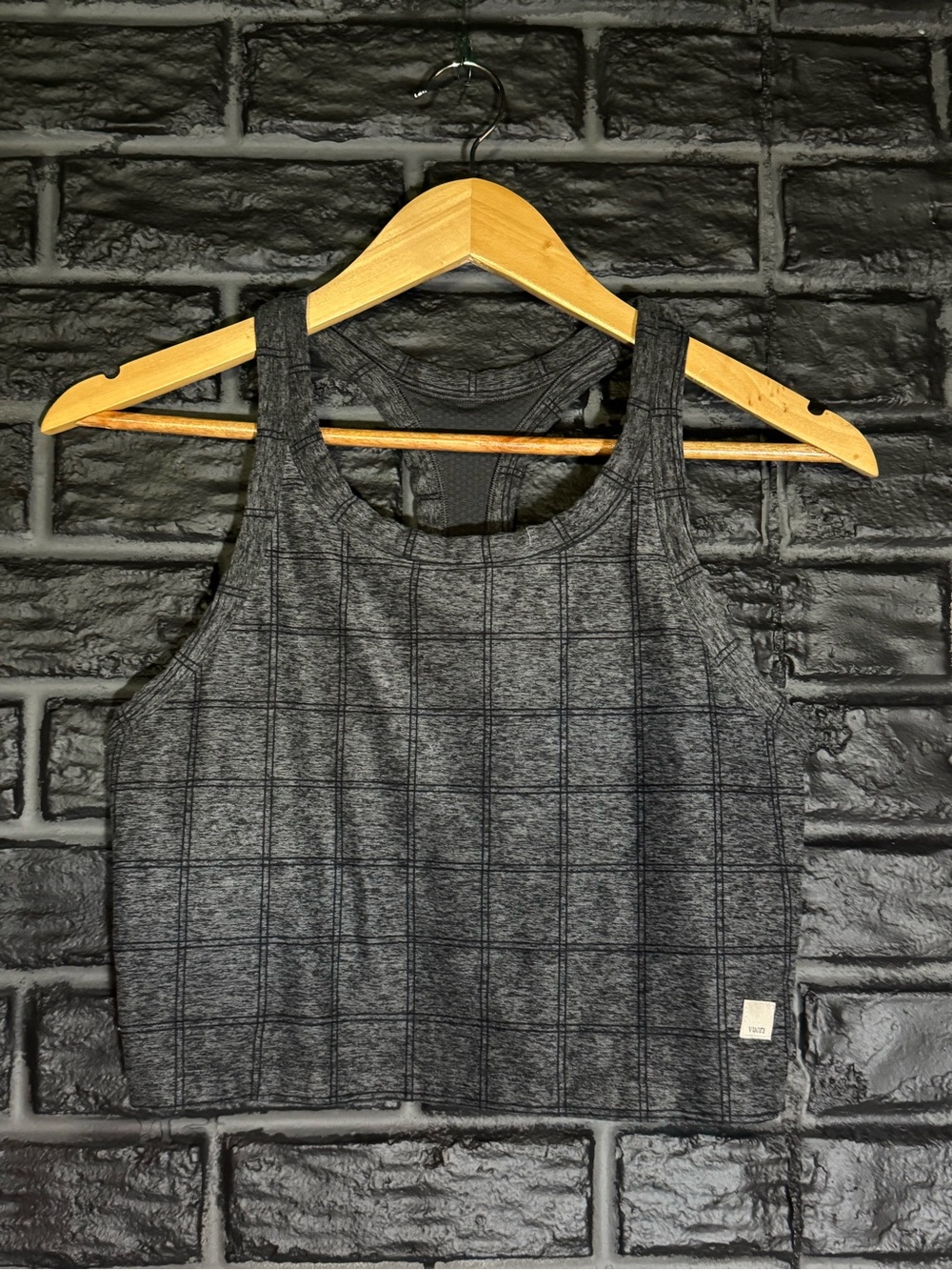 Vuori Women's Charcoal Grid-Print Racerback Tank Top
